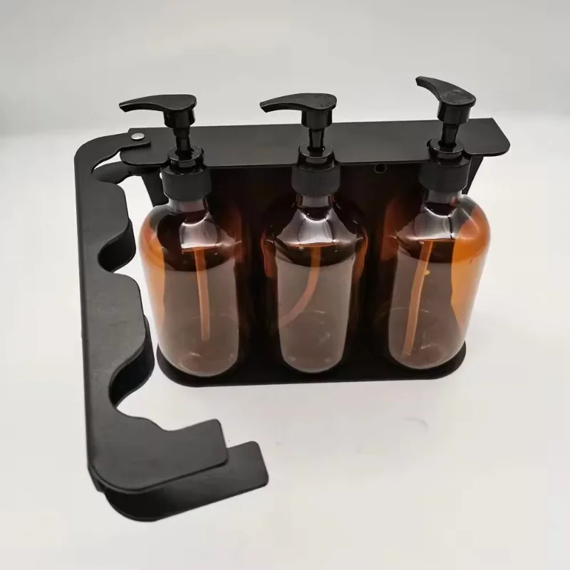 Hotel Stainless Steel Neck Lockable Shower Shampoo 3 Room Soap Dispenser Wall Mount Stand Bottle Rack