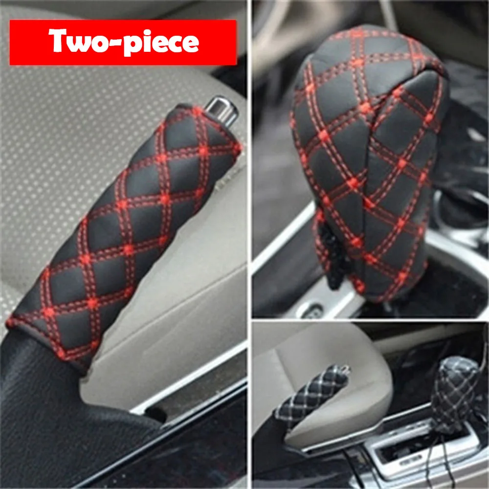 

2PCS Car HandBrake Parking Brake Case & Gear Shift Case Cover Kits High-grade Protective Case Shift Knob Cover Car Accessories