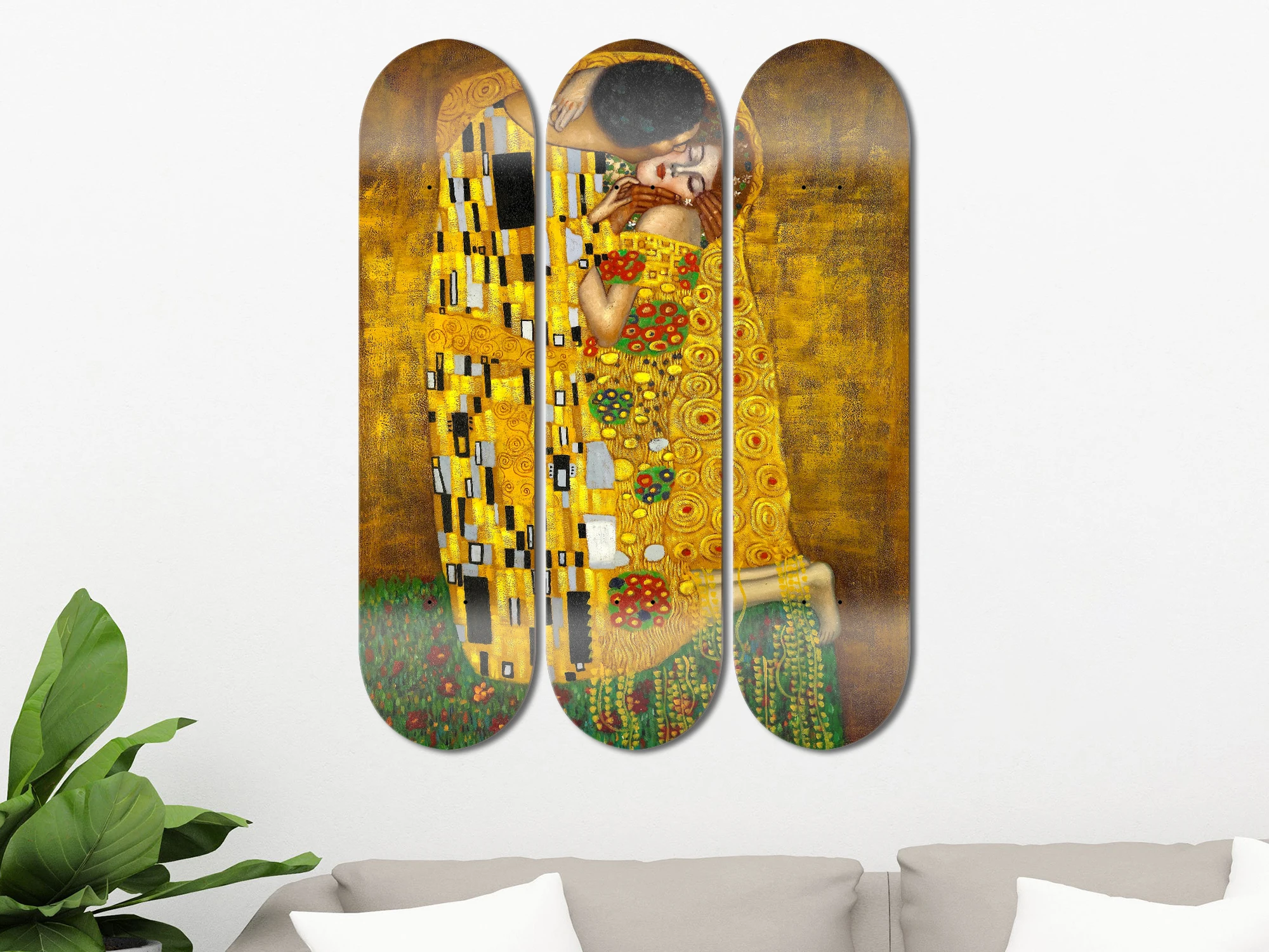 Set of 3pcs Gustav Klimt Art Skateboard Wall Art 7-layer Maple Decoration Skateboard Furnish and Decorate for Home Decor