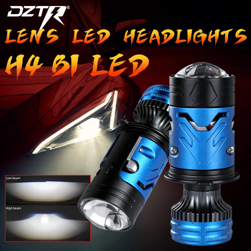 

DZTR Car LED Headlight H4 Mini Projector Lens 12V 85W 17000LM 6500K High/Low Beam With Solenoid Valve Single Spot Light
