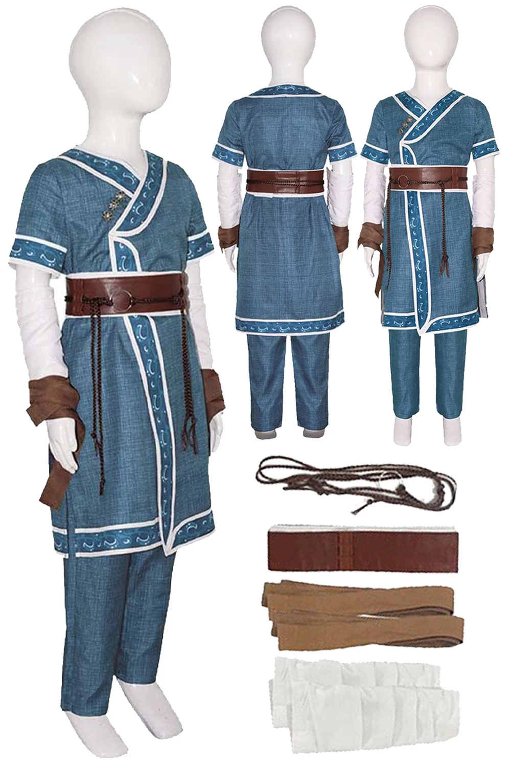 

Katara Cosplay Kids Fantasy Costume Cartoon Avatar Last Cosplay Airbender Disguise Waist Rope Belt Outfits Child Halloween Suits