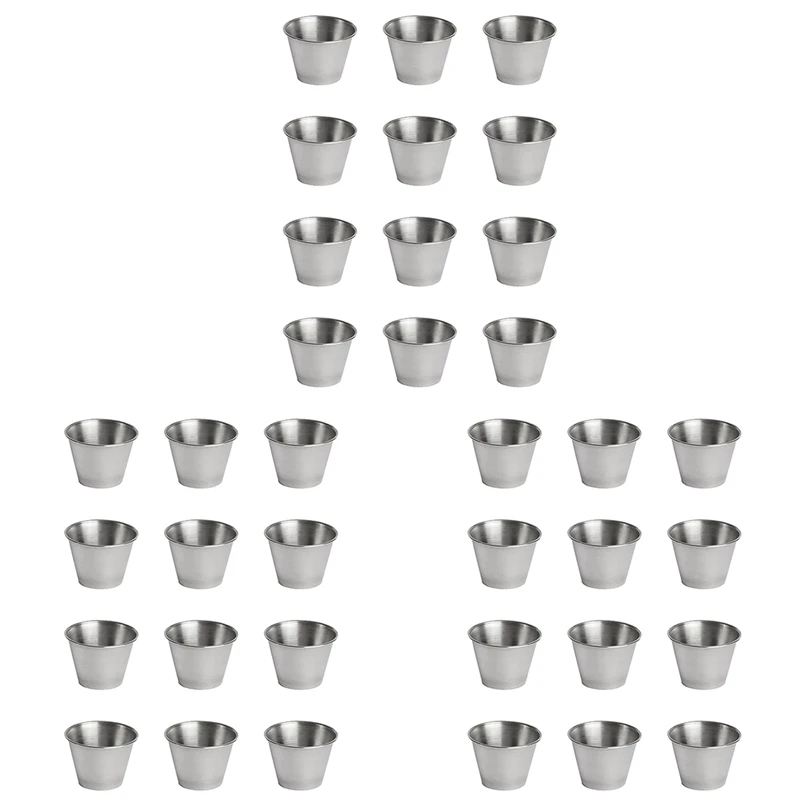 

36 Pack Stainless Steel Condiment Sauce Cups,Commercial Grade Dipping Sauce Cups,Ramekin Condiment Cups Portion Cups