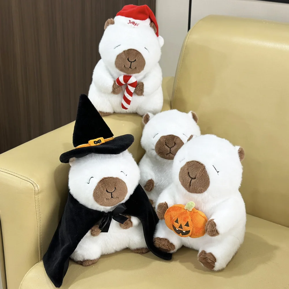 New White Capybara Plush Toys Halloween Cartoon Cute Soft Stuffed Pillow Dolls For Kid Birthday Christmas Gift