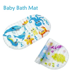 PVC Baby Bath Mat with Suction Cup Anti Slip Kids Bathtub Mat Oval Reusable Baby Bathtub Mat Bathroom Shower Mat for Bathroom