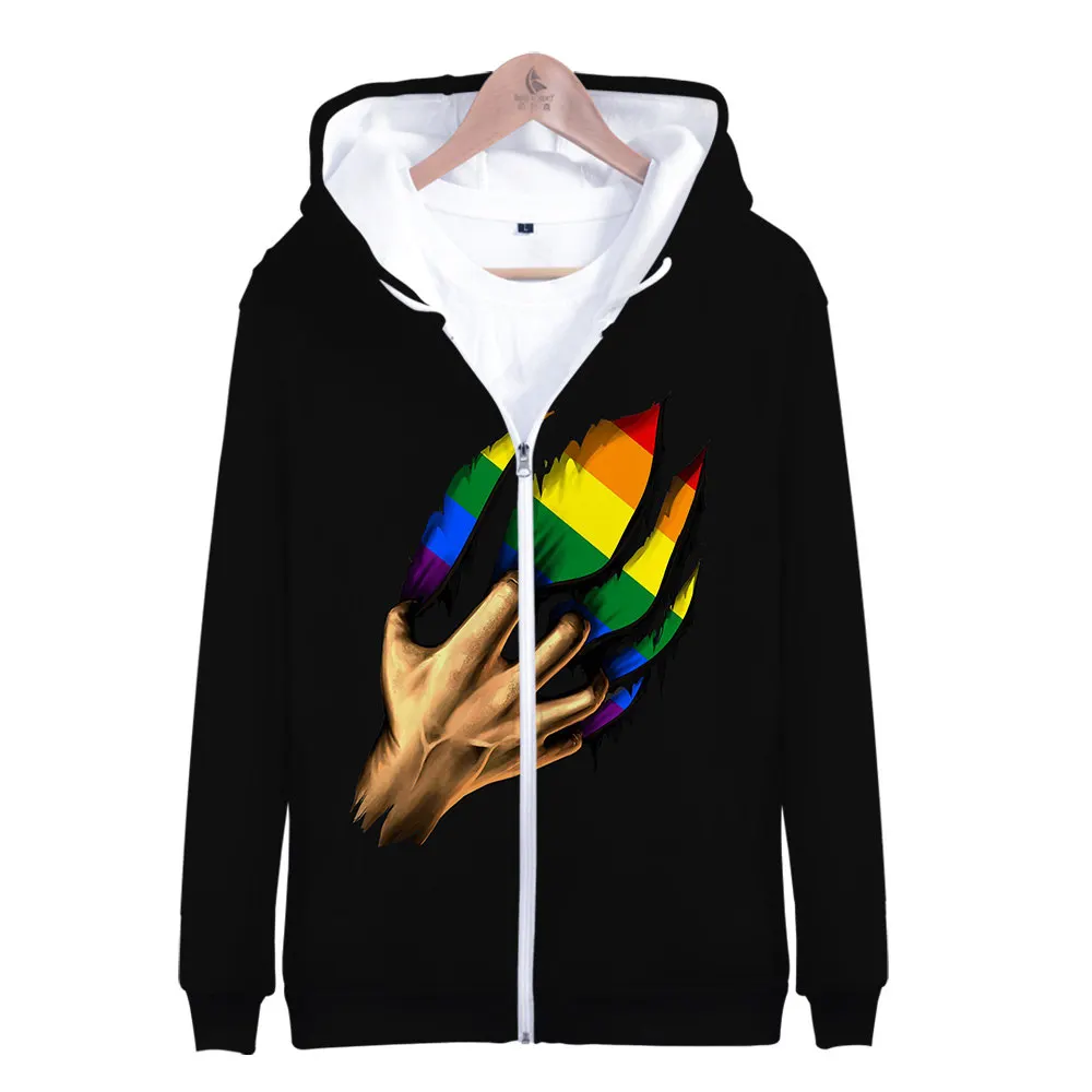 Fashion kebanggaan LGBT pakaian Gay cinta Lesbian pelangi desain bendera baju hangat Hoodie wanita/pria kualitas tinggi Streetwear Hoodie