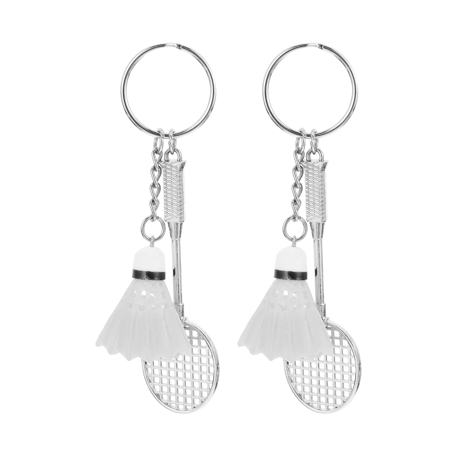 

2pcs Badminton Racket Keychains High Quality Alloy Sports Style Pendant Trendy Key Rings Gifts Commemorative Souvenirs