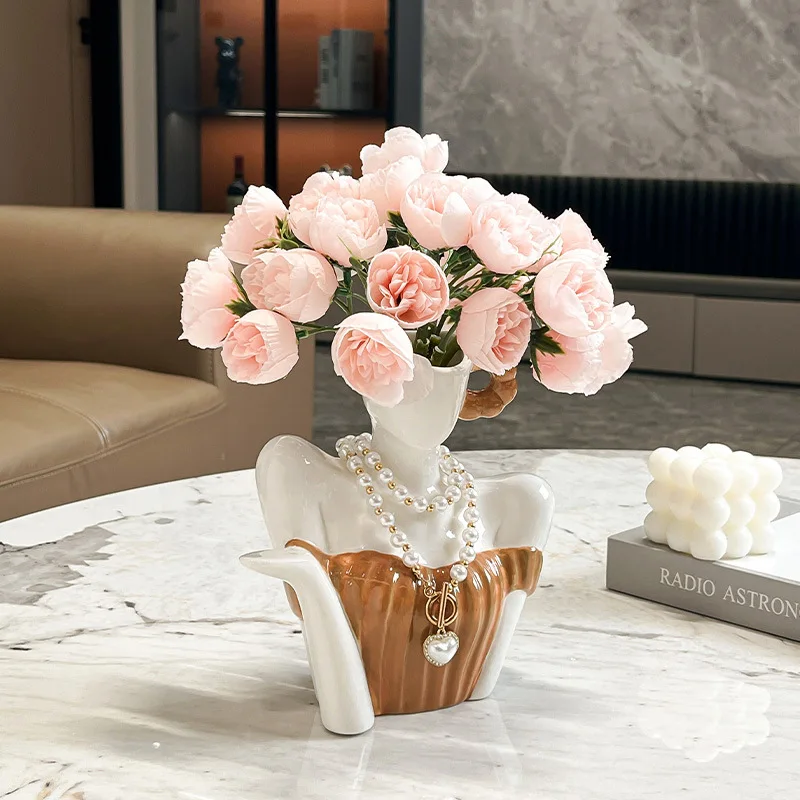 3pcs Artistic Clavicle Ceramic Vase Decorative Ornament Entrance Desktop Living Room Craft Decor Gift