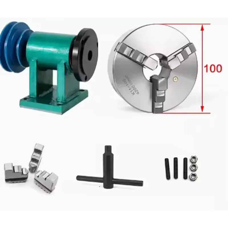

Homemade Lathe Spindle Woodworking DIY Metal Assembly Bead Machine 100mm with 3-jaw Chuck