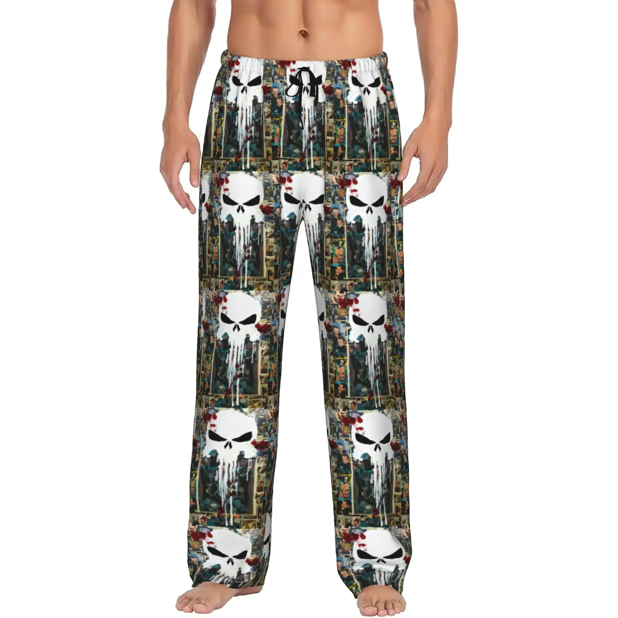 

Custom P-Punisheres Pajama Pants Sleepwear Men's Elastic Waistband Sleep Lounge Bottoms with Pockets