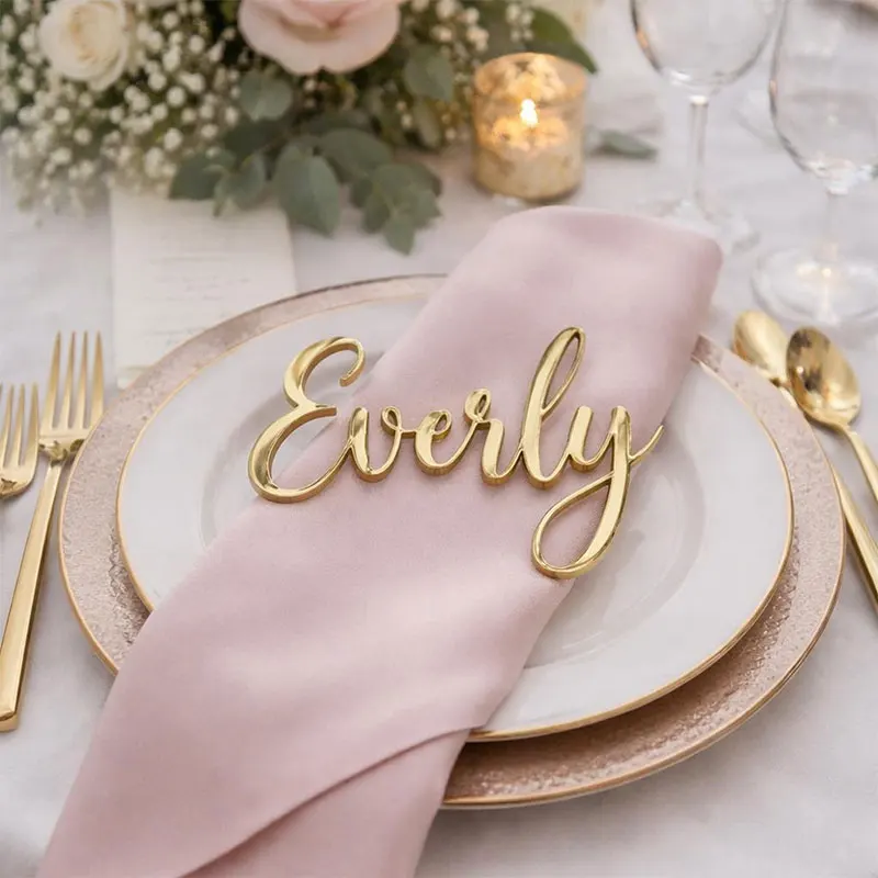 

Custom Acrylic Wedding Place Cards Personalized Wedding Birthday Party Name Tags Laser Cut Table Decor Place Cards