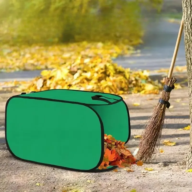 Large Leaf Collector Dustpan Bag Reusable Foldable Pouch with Handle Garden Yard Waste Trash Pick Up Cleaning Tool