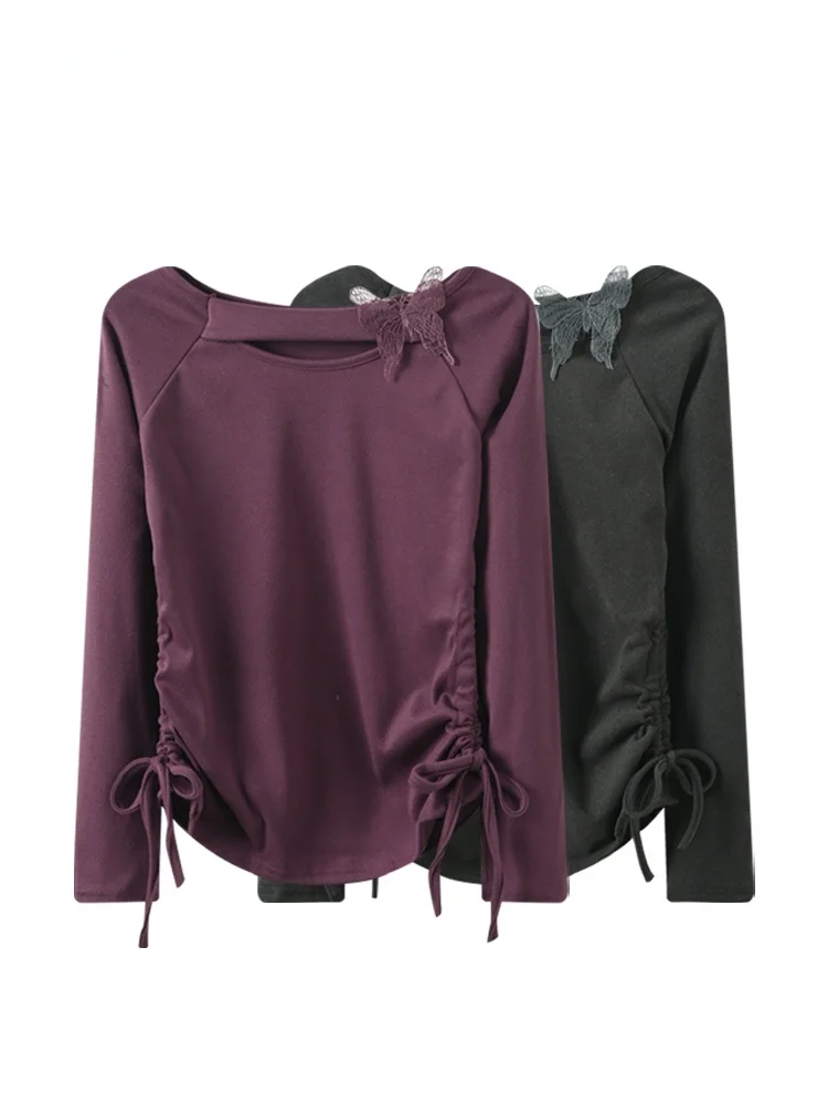 

CaraCLUB plus Size Long Sve Women's Base irt Knot Design Anti-Aging Spring Faionable Inner Wear Top