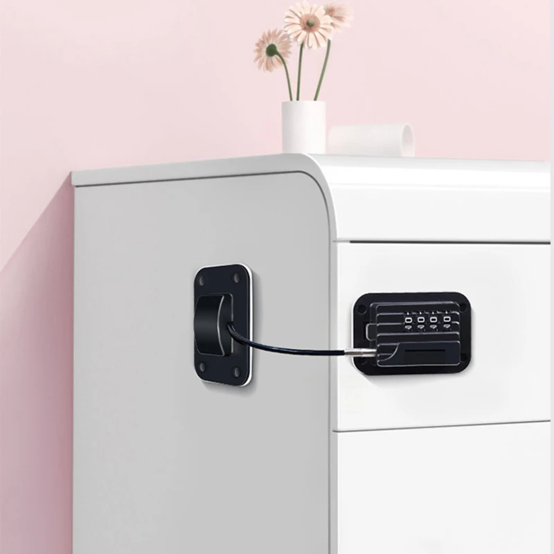 Bloqueio de geladeira de janela de alta ascensão anti-queda bloqueio de segurança posicionamento bloqueio de senha armário de armazenamento sem perfuração bloqueio anti-roubo