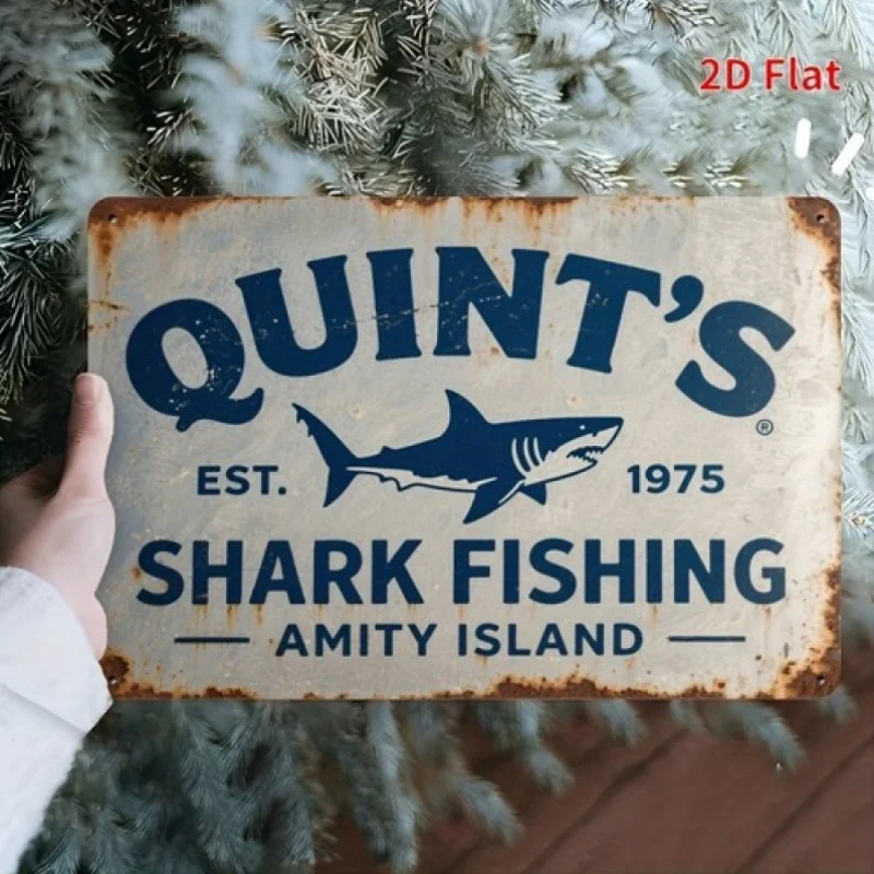 Weatherproof Metal Sign | Metal Sign Decorative Sign and Plaque, Quint's Shark Fishing Friendship Island