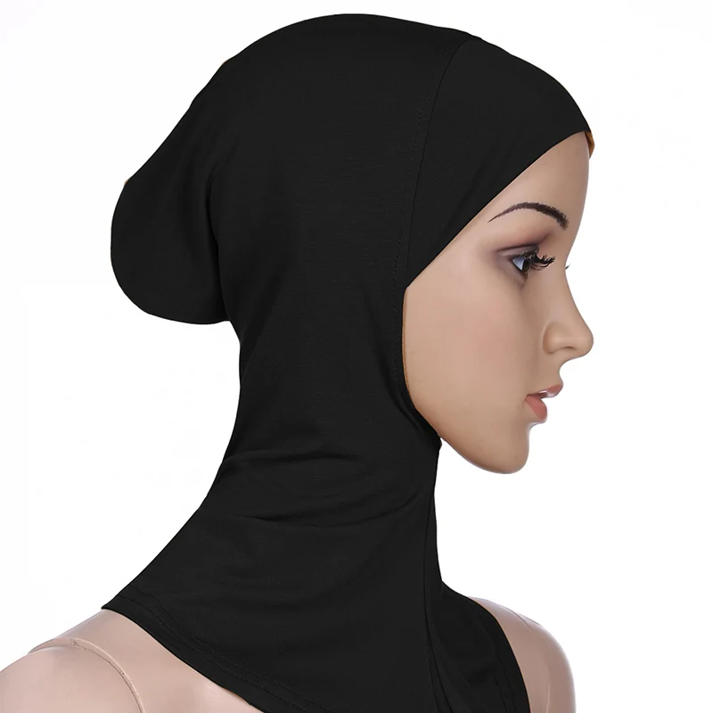 2 Pack Bandana Plain Color Womens Muslim Mini Hijab Caps Modal Islamic Neck Cover Under Scarf Head Wear Cap