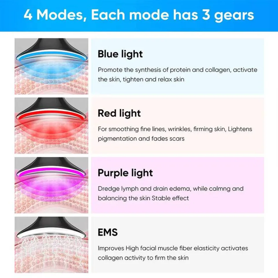 EMS Nek Gezicht Schoonheid Apparaat Huid Draai Verminder Dubbele Kin Anti Rimpel Verstevigende Vibrerende Stimulator Gezicht Lifting Photon Tool