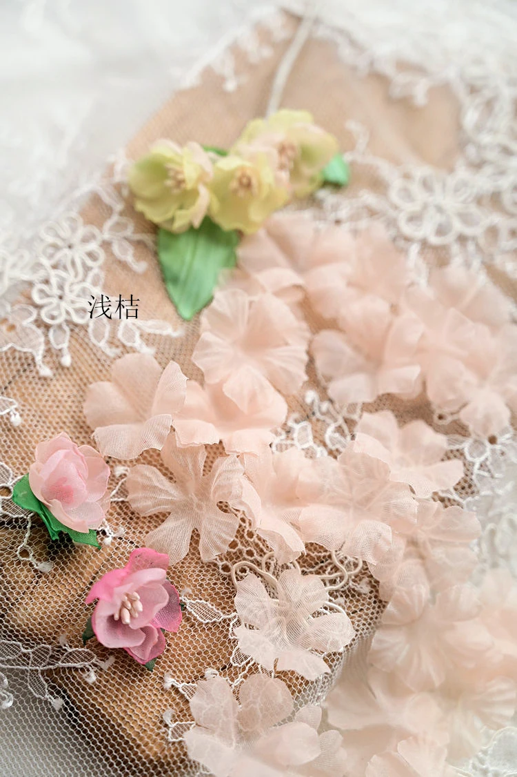 Handgefertigte 3D-geprägte Organza-Blütenblätter, Hochzeitskleid, Kopfschmuck, Designer-Accessoires, Babykleidung, Blumen RS5055, 3cm – Detail 15