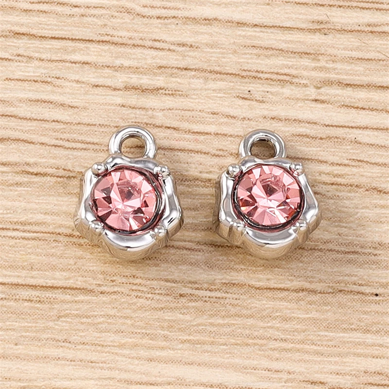 5 Stück 7x10mm süße Mini bunte Kristall Runde Charms Anhänger für Schmuckherstellung Ohrringe Halsketten Armband Zubehör DIY Geschenk – Detail 7