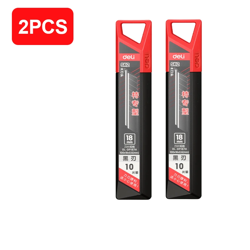 DELI 18 mm afbreekbare messen voor universele messen, 60 graden, zwart, 0,6 mm, vervangende messen van gelegeerd staal voor doosmes.