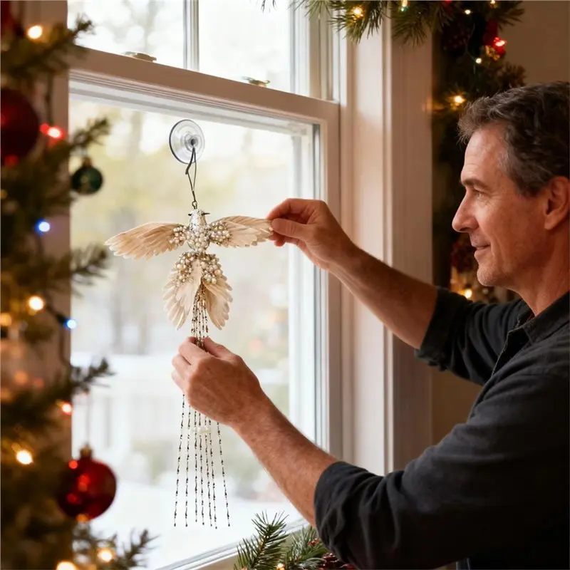 Fresh Christmas Artificial Bird Realistic Glitter Hangable Decoration For Wreaths Mantel Tree For Yards Balconies