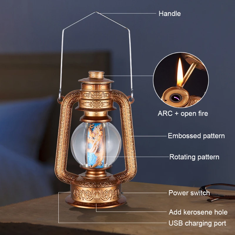 1Barn Lantern Design Kerosend Lighter Integration Of Kerosene And Electricity Retro Gasoline Ignition Match Rod Table Decoration