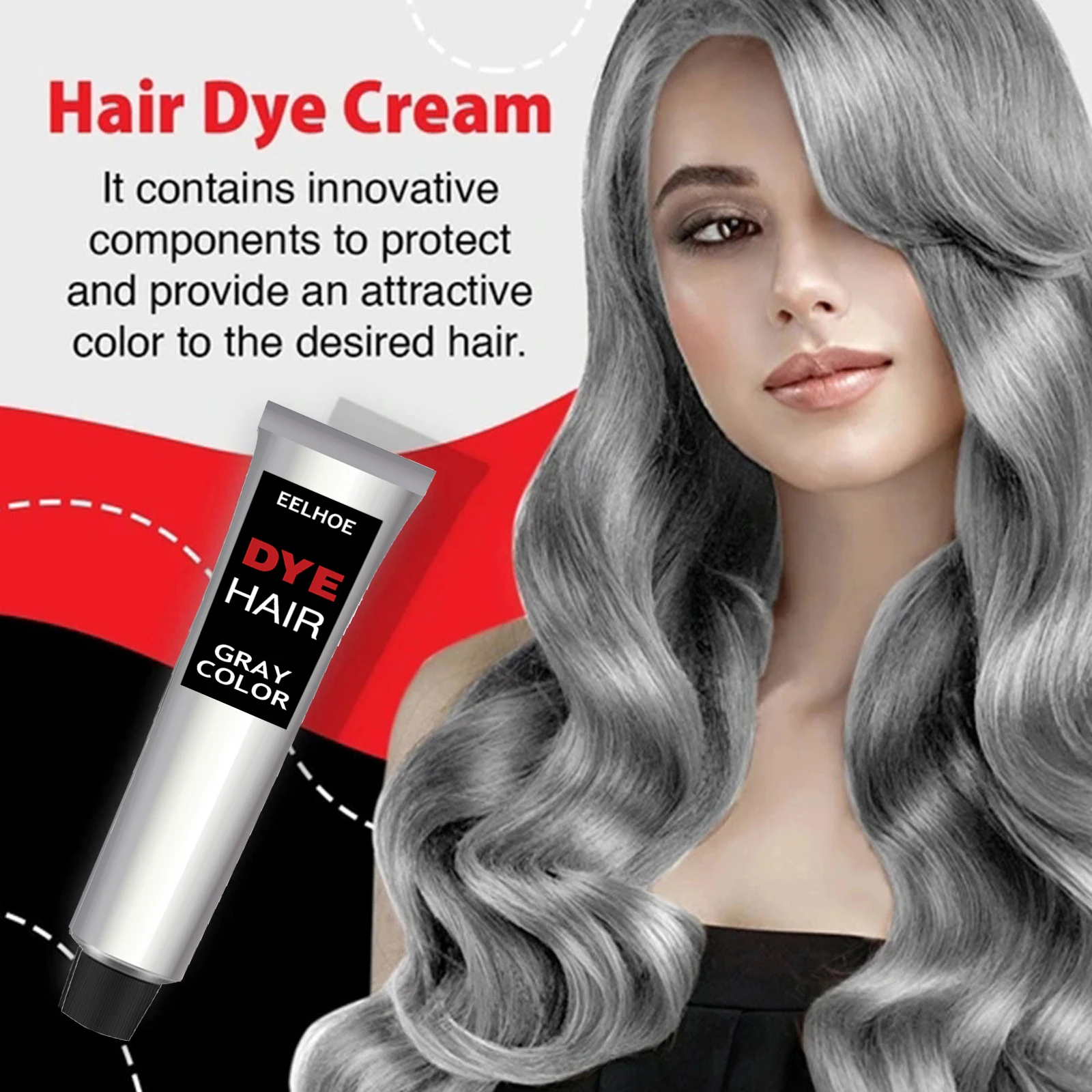 

Silver Grey Hair Dye Cream Natural Hair Coloring Shampoo Wax Unisex Smoky Punk Style DIY No Damage Nourishing Hair Styling Clays