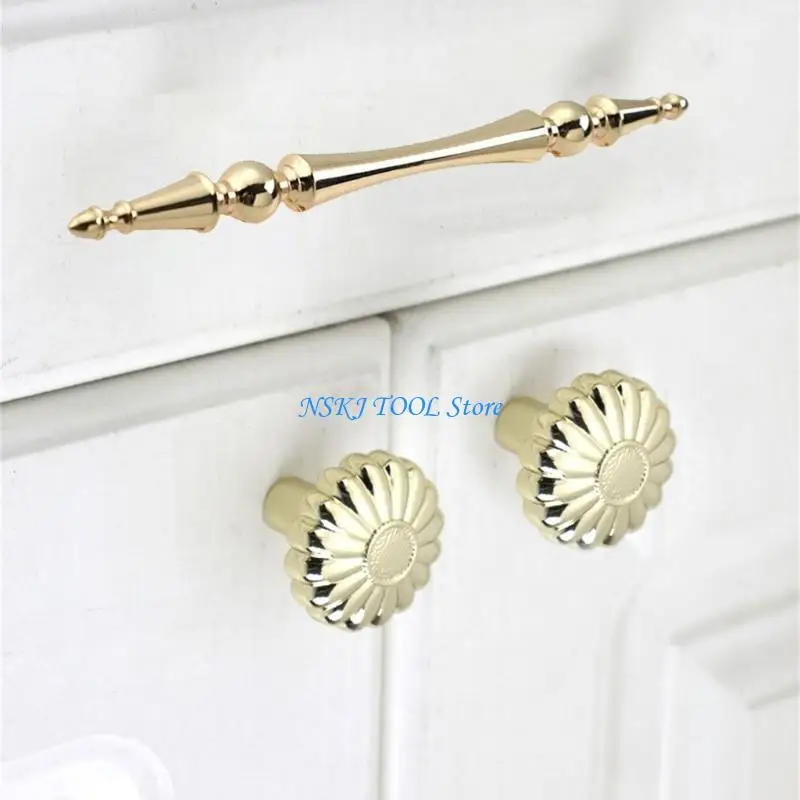 L8RC Elegant Gold Drawers Pulls Design Metal Cupboard Handles Furniture Decors