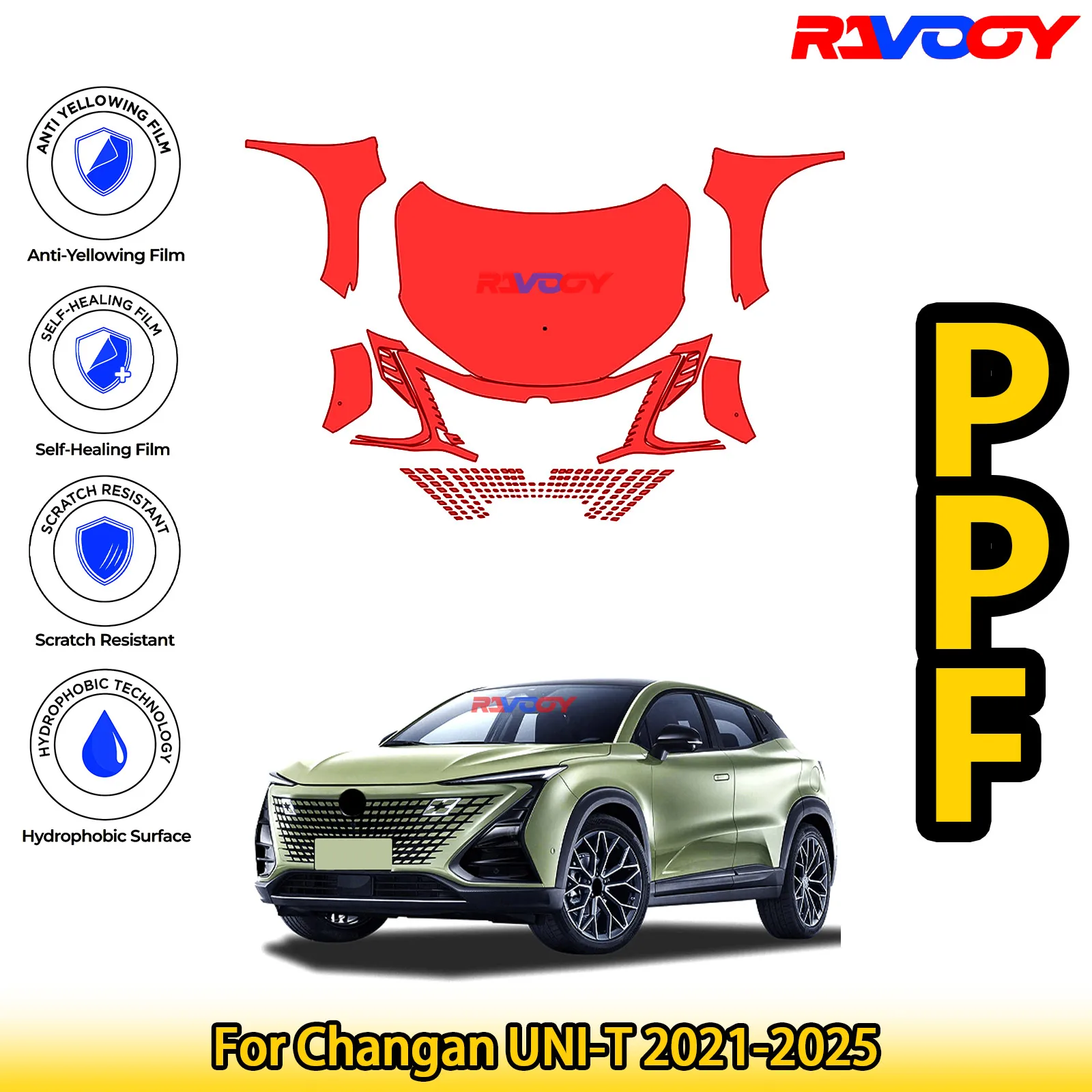 

For Changan UNI-T 2021-2025 Glossy Matte Black Precut front PPF Kit Paint Protection Film