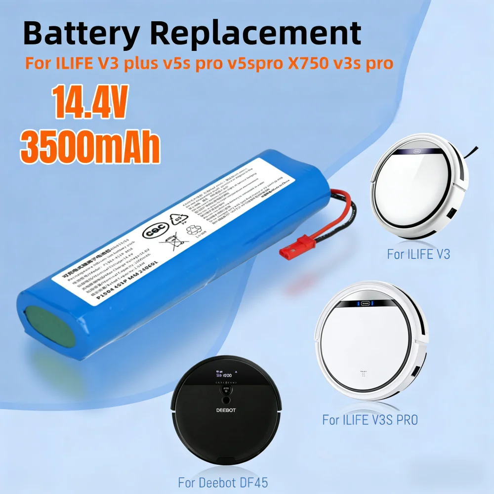 

Original 14.4V 3500mAh Replacement Battery for ILIFE V3, V3s Pro, V5s Pro, V5x, V50, V8s, X750, V40 Robotic Vacuum Cleaner