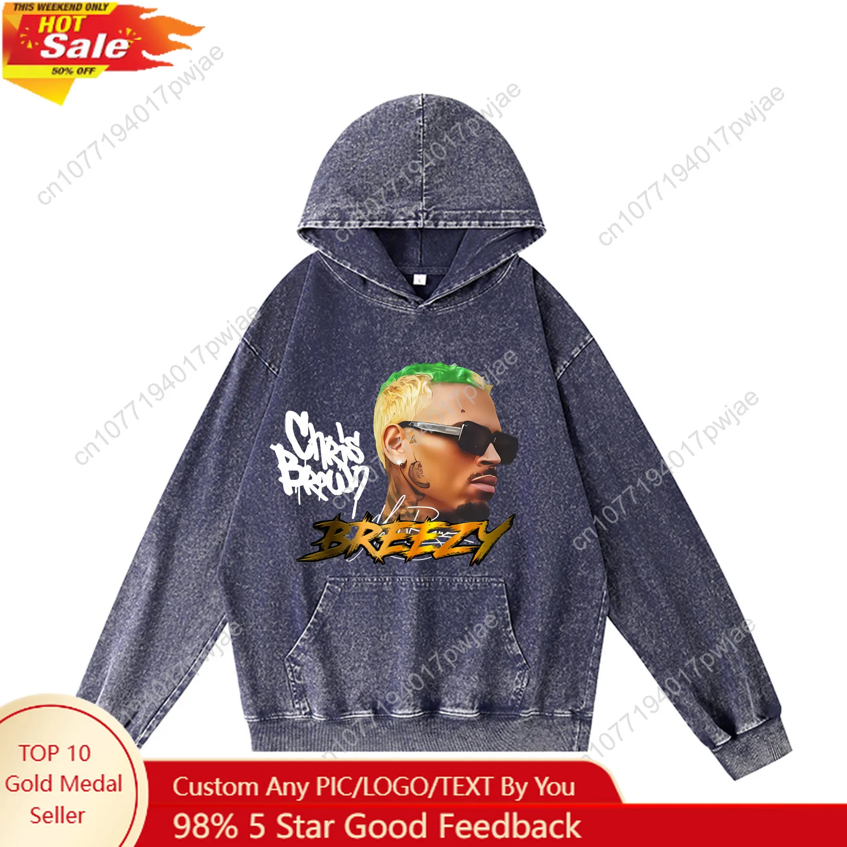 

Chris Brown Hip Hop Rapper Hoodie Hooded Sweatshirt Men Woman Vintage Pullover Sweatshirt With Pocket Oversized Customized Top