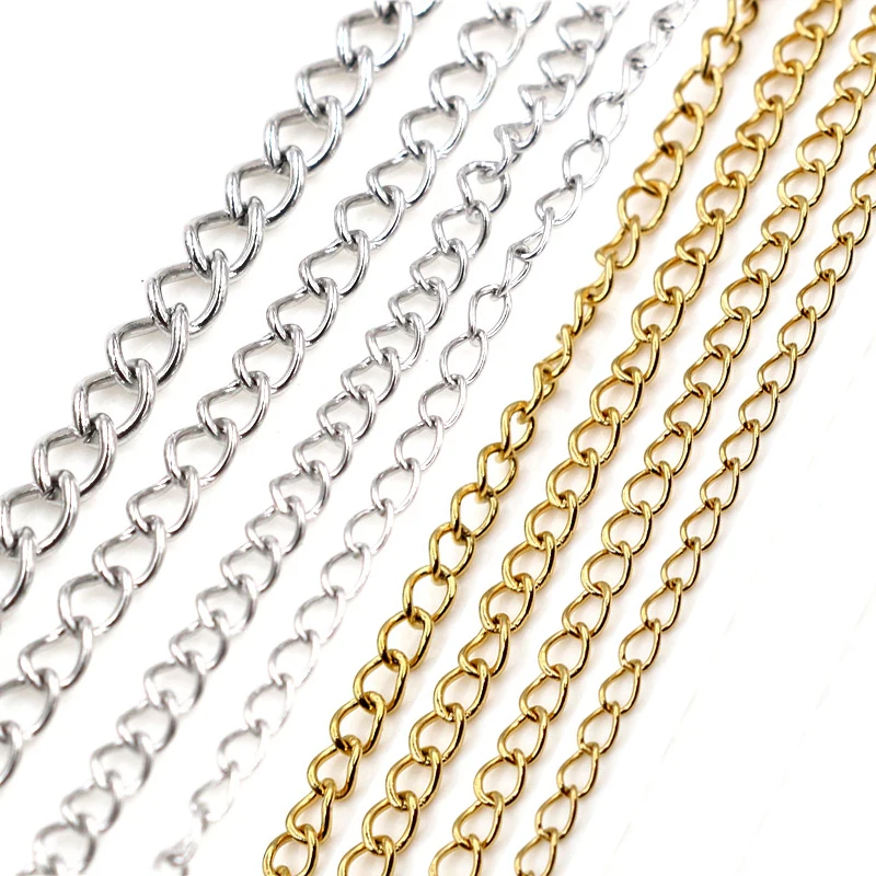 5 Meters/Lot Never Fade Stainless Steel Gold Necklace Chains Bulk For DIY Jewelry Findings Making Materials Handmade Supplies