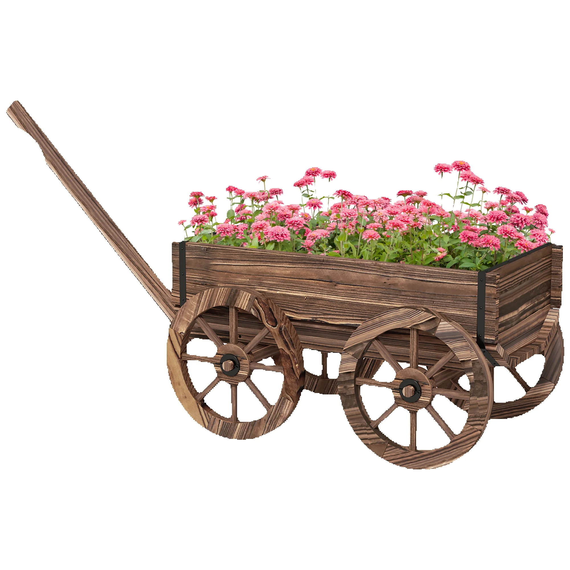 Outsunny Houten Plantenbak Gevormde Trolley 120X41X54 Cm Verkoold