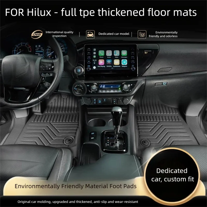 TPE Floor Mats Compatible with For 2015-2025 Toyota Hilux Revo 4DR LHD Full Coverage Waterproof Accessories