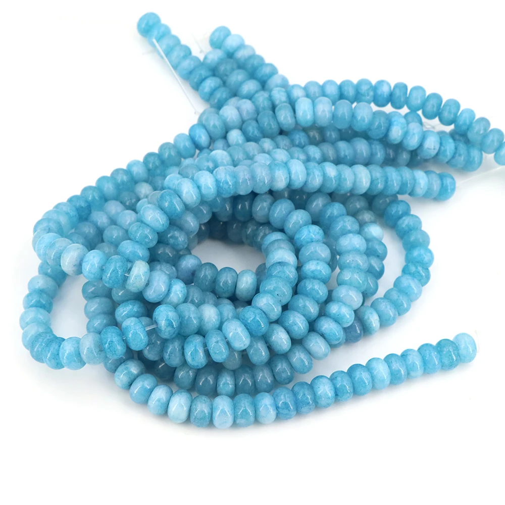5x8mm Aquamarin Rondell Naturstein Jade Achat Amazonit Runde Distanzperlen für Schmuckherstellung DIY Armband Zubehör