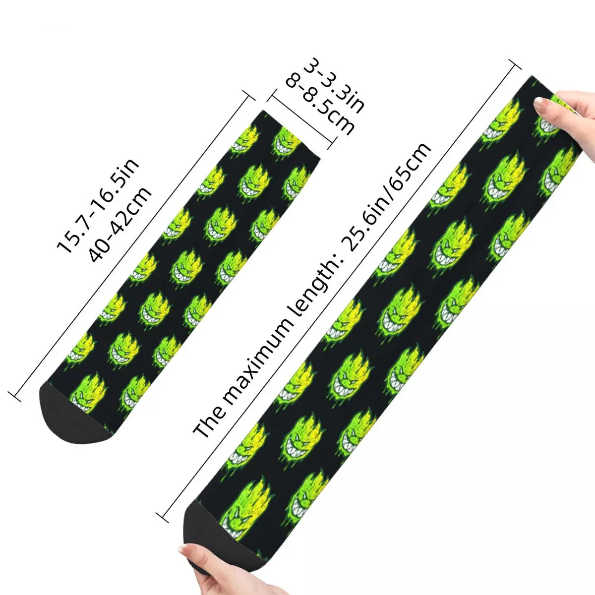 Funny Crazy Sock for Men Green Slime Fuuny Hip Hop Harajuku Spitfire Cool Skate Happy Pattern Printed Boys Crew Sock Casual Gift