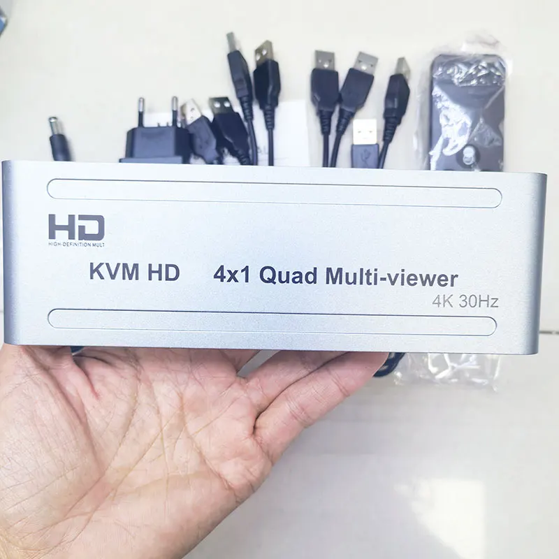 

KVM 4X1 HDMI-compatible Quad Multi Viewer 4K Switch 4 in 1 out Vedio Processor Screen Seamless 1080P Supports USB keyboard mouse