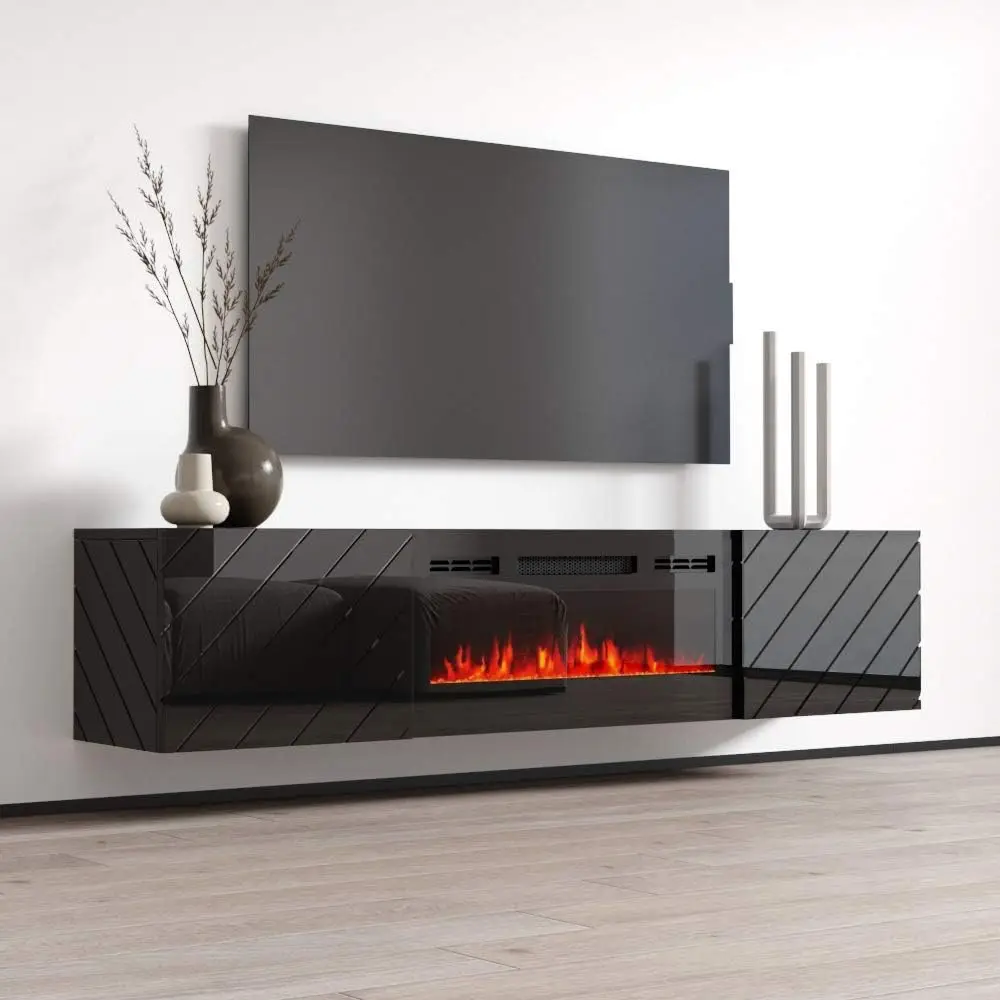 Meble Furniture Luxe BL-EF Floating Fireplace TV Stand for TVs up to 80