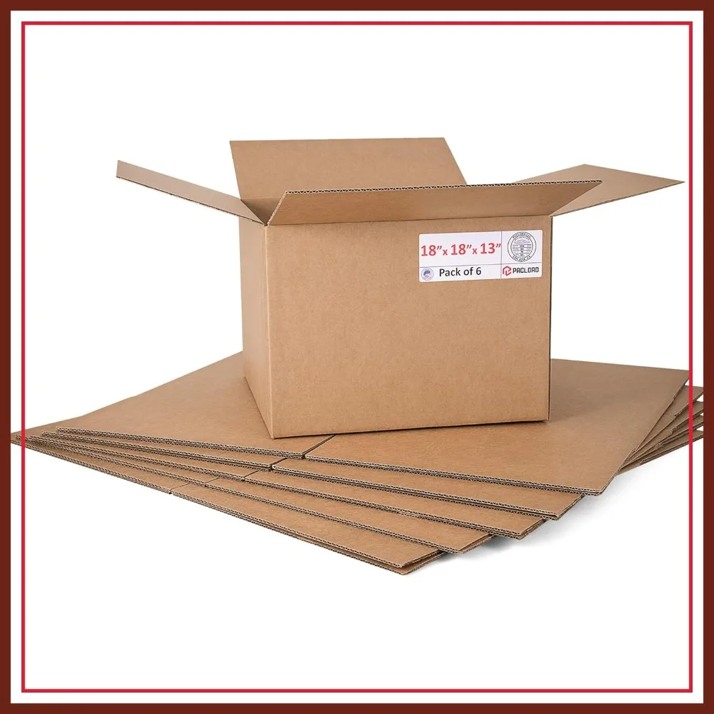 

Medium Cardboard Boxes 18x18x13, Pack of 6 - USA Made, Shipping Moving Storage, USPS UPS FedEx Approved