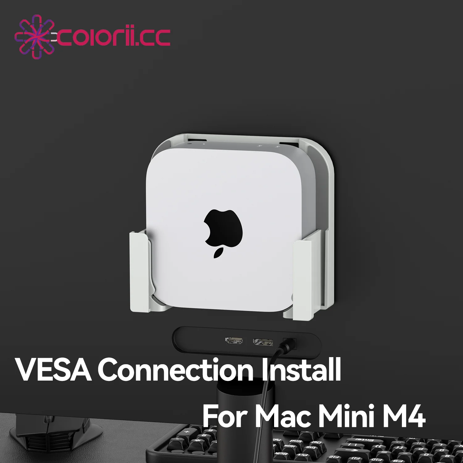 

Plastic Mount Holder for Mac Mini M4 Desktop Computer Multi-functional Bracket Behind Monitor for Mac Mini M4 Pro PC Accessorie