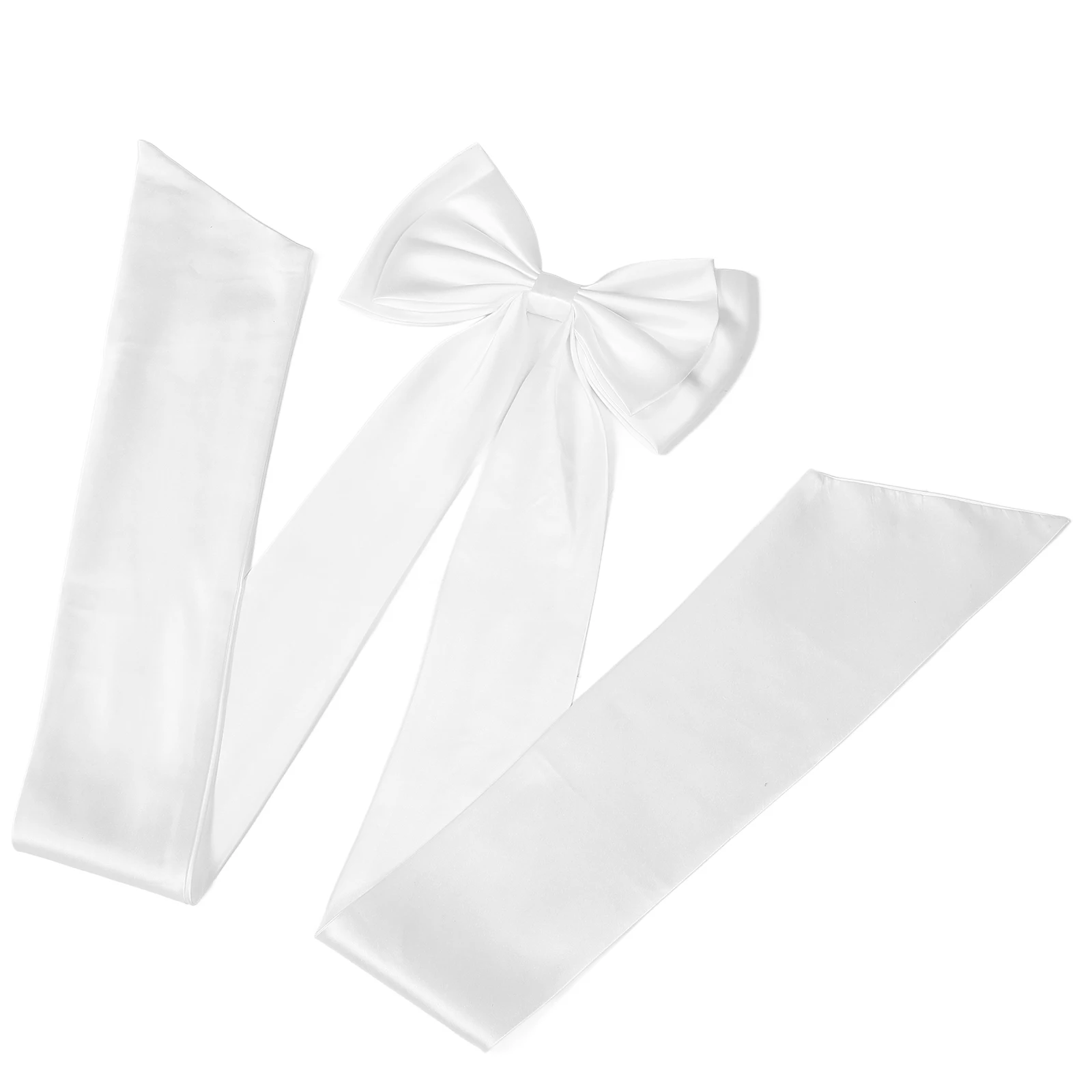 

Bridal Gown Bow Wedding Dress Accessory White Detachable Bow For Bride Satin Belt for Bride Performance Stage Show Events