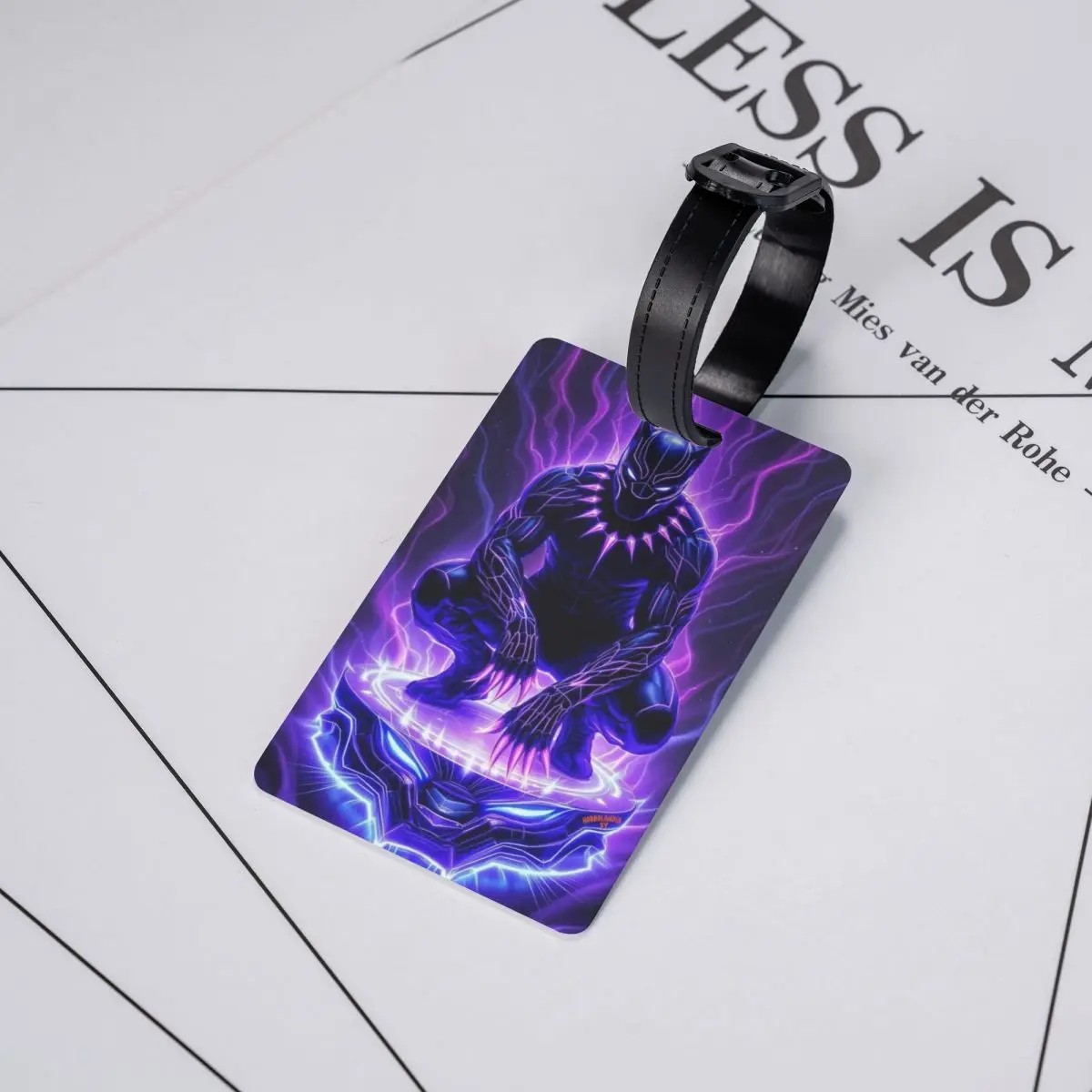 Custom Black Panther Comic Wallpaper Cartoon Luggage Tag Privacy Protection Superhero Baggage Tags Travel Bag Labels Suitcase