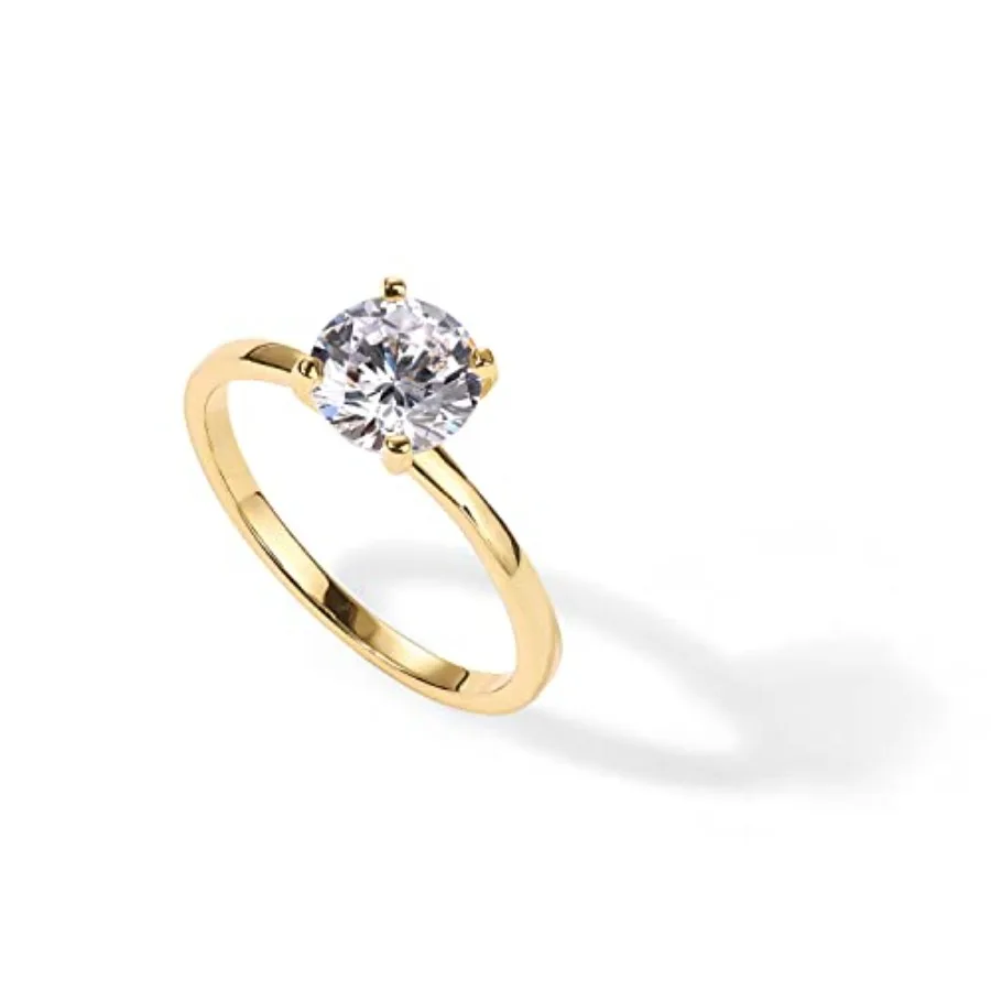 

Sterling Silver Gold Round Cut Solitare 1.5 CT Engagement Rings for Women Wedding Band for Women Stone Promise Rings