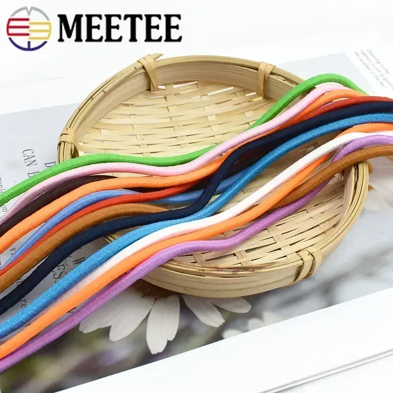 2/5/10Meters Meetee 5mm Colorful High-Elastic Rope Round Stretch Elastic Cord Rubber Band Headwear Belt Garment Sewing Accessory