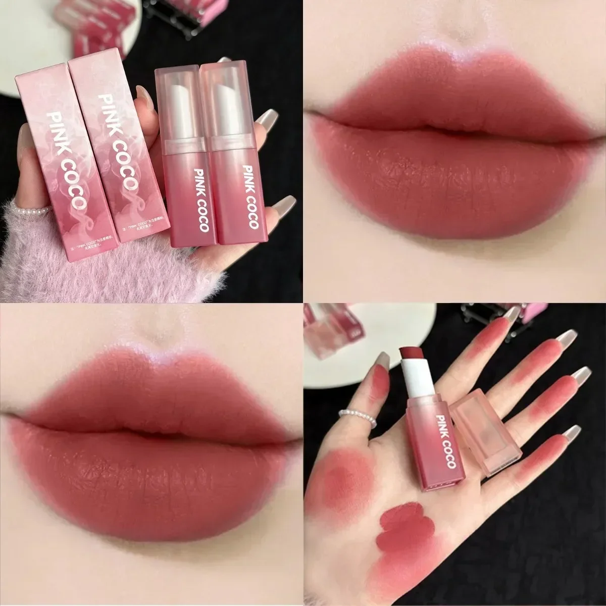 Velvet Matte ลิปสติก Moisturizing กันน้ํา Lasting Nude Peach Lip Tint Non-stick Cup Lip Gloss ลิปสติกสีแดงเครื่องสําอาง Make Up