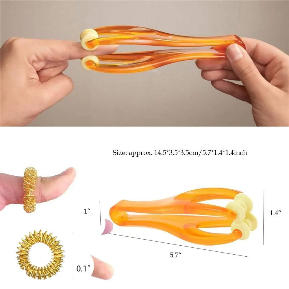 2 Stück Fingerroller-Massagegerät und 5 Stück Akupressur-Massageringe für die Finger-Handmassage, Hand-Massageroller zur Durchblutung