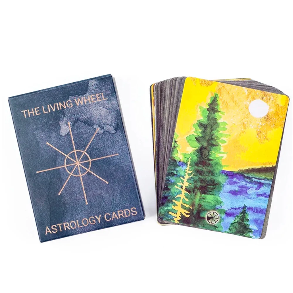 بطاقات علم التنجيم لعجلة المعيشة 55 بطاقة أوراكل لقول الحظ والعرافة مثالية لألعاب الطاولة 8.8*6.3 سم