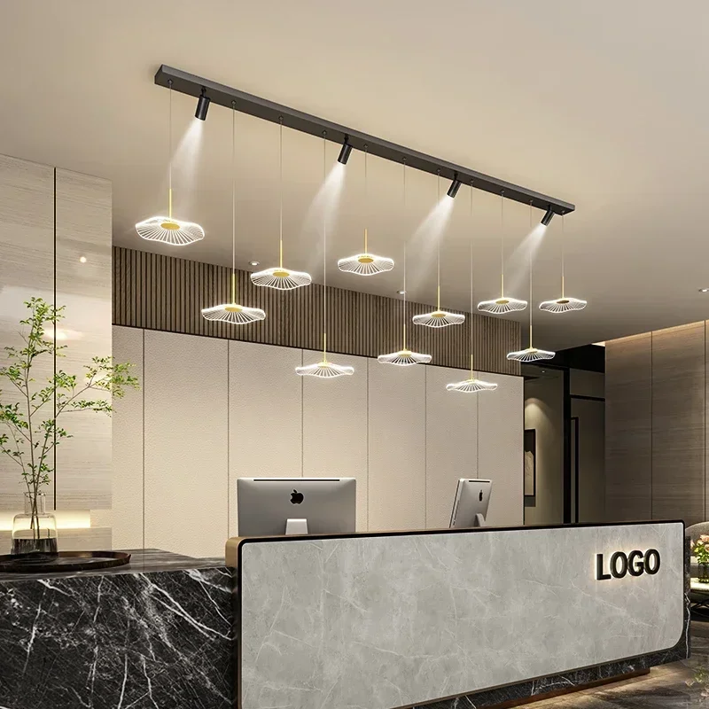 Modern Creative LED Restaurant Chandelier Lotus Leaf Spotlight Hotel Company Front Desk Dining Table