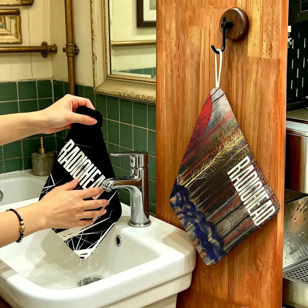 Band R-Radiohead OK Computer Polyester Cotton Hanging Kitchen Towel, Soft Hand Wiping Towel, Reusable for Kitchen Bathroom Home