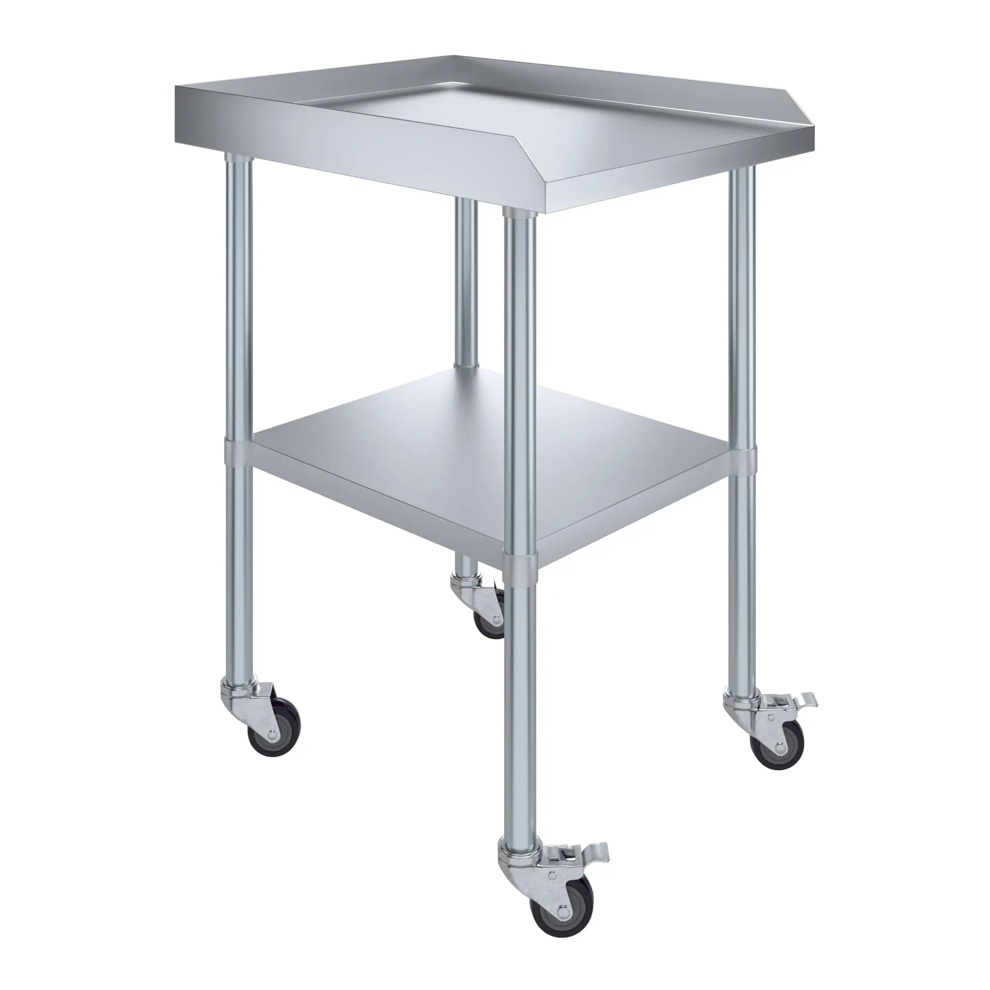 Commercial Work Table with Backsplash and Sidesplashes with Casters | NSF (Stainless Steel Table with Sideguards +