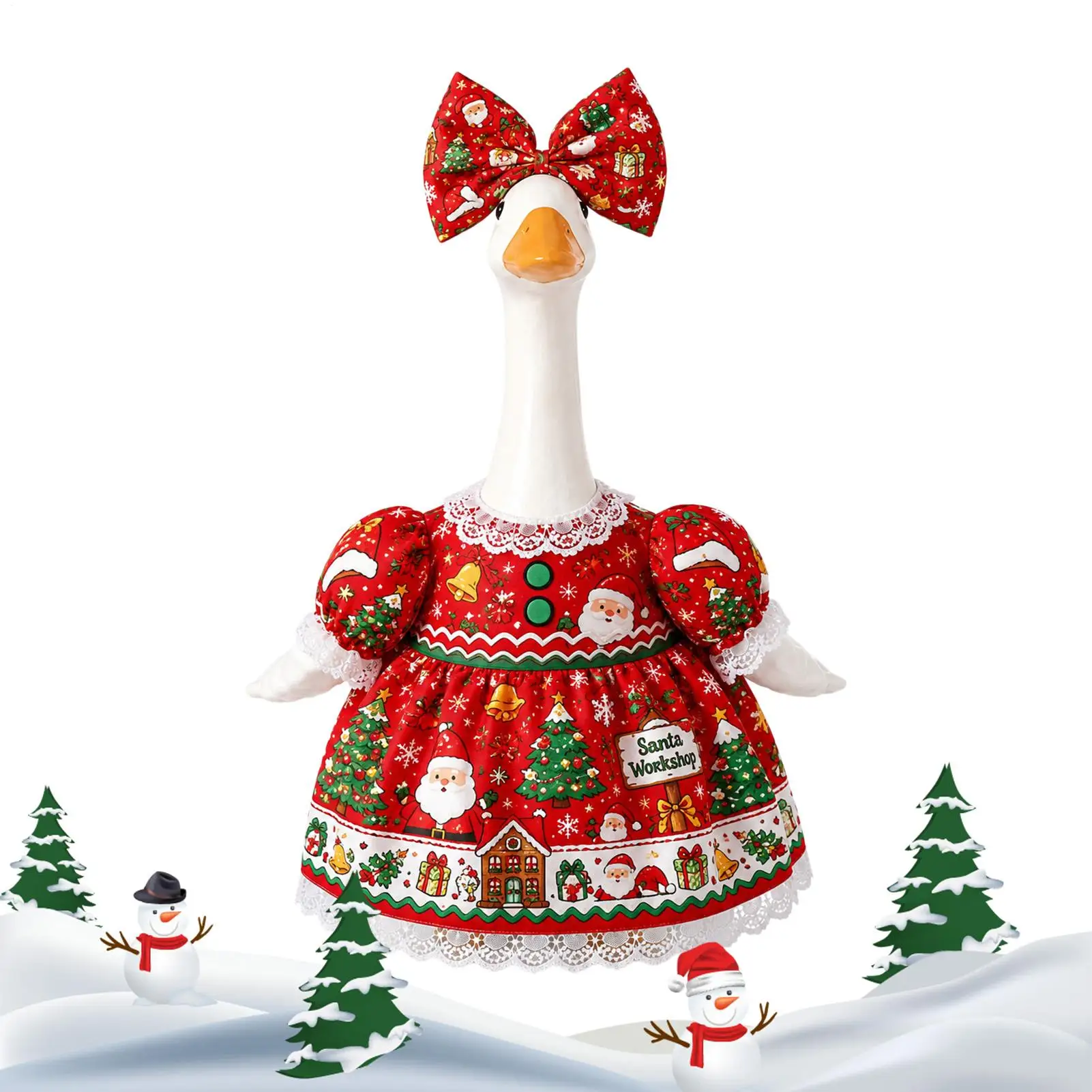 Porch Goose Christmas Outfits 23 Inch Dress Bowknot Outdoor Winter Decor Large Porch Goose Outfits for Garden Parties Christmas